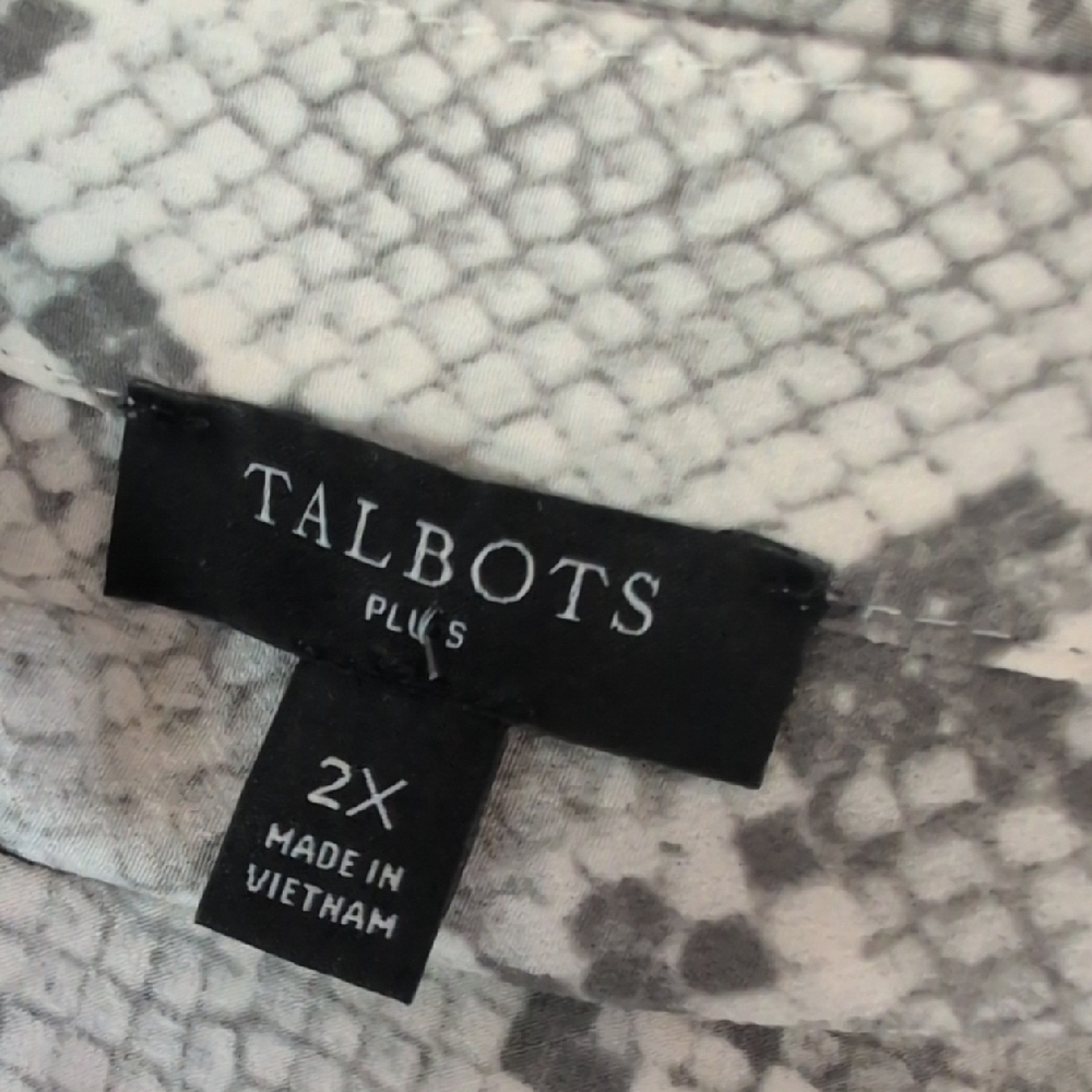 Talbots Plus Gray/White Snake Print Button Down B… - image 7